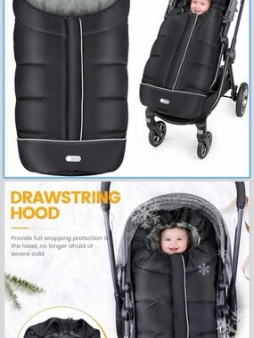 Black Kids Stroller Footmuff - Cozy Winter Sleeping Bag